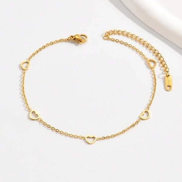 💛 Heartline Drift Beach Anklet – Hollowed Elegance in Every Step