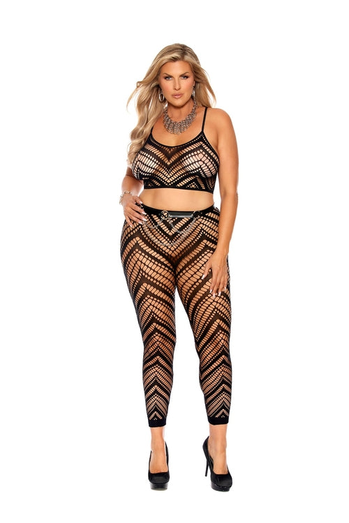 đź§¶ Threaded Temptation Crochet Net Cami + Leggings Set