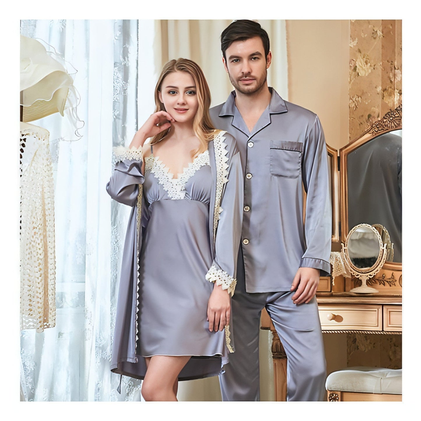 π Laced Devotion Suspender Nightgown Set