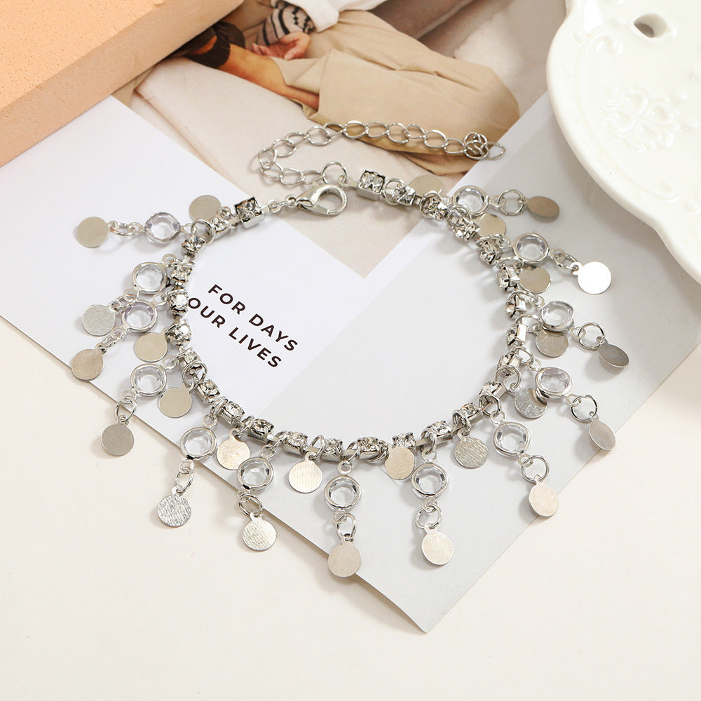 🌊 Moonlit Mirage Beach Anklet – Adjustable Chain in Silver & Gold