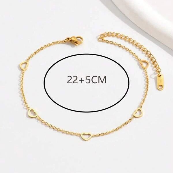 💛 Heartline Drift Beach Anklet – Hollowed Elegance in Every Step
