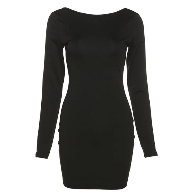 🖤 Backlash Muse Retro Cross-Back Dress – Long Sleeves, Infinite Drama