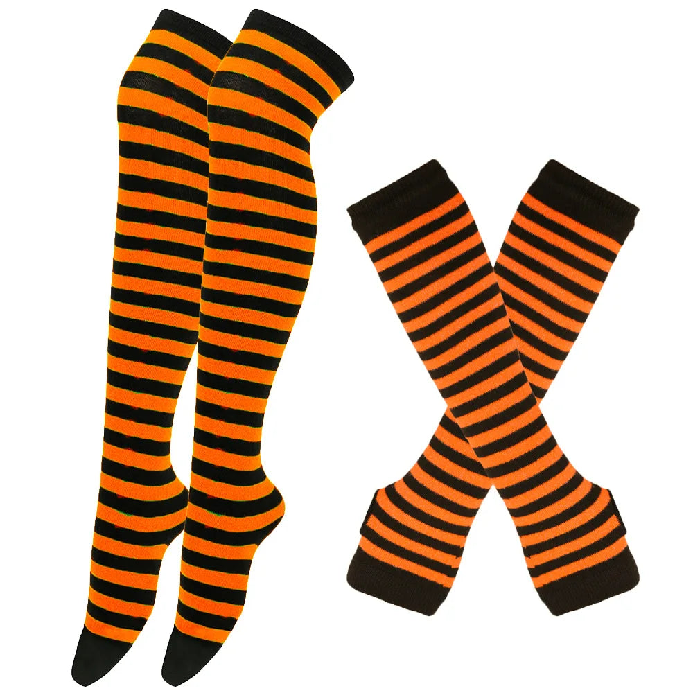 ๐ Candy Stride Over-Knee Striped Cotton Socks