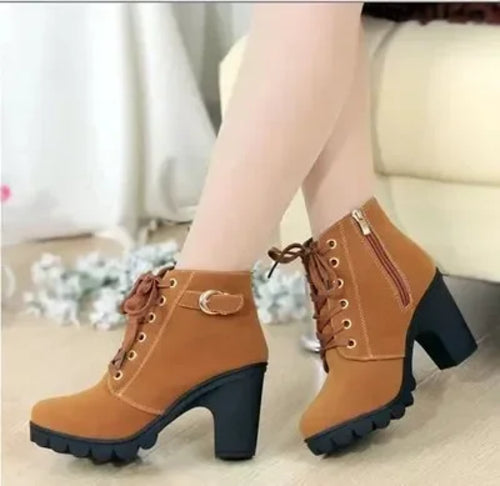 ❄️ Frostbite Temptation Cross-Strap Winter Boots – High Heel, Short Shaft, All Power
