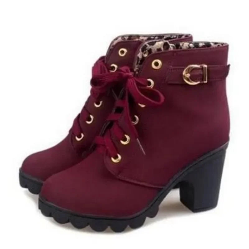 ❄️ Frostbite Temptation Cross-Strap Winter Boots – High Heel, Short Shaft, All Power