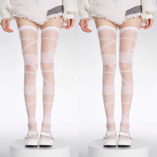 🎀 Ribbon Reverie JK Lolita Ultra-Thin Bandage Stockings