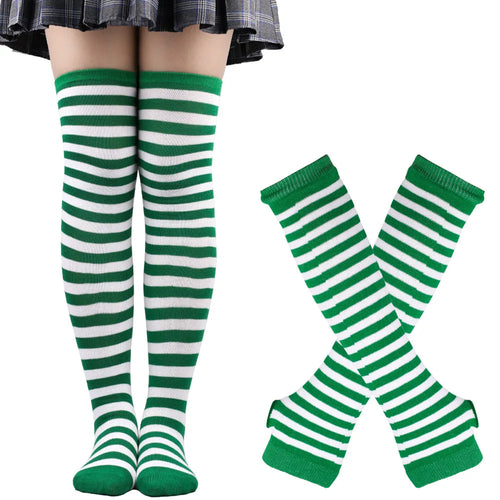 ๐ Candy Stride Over-Knee Striped Cotton Socks