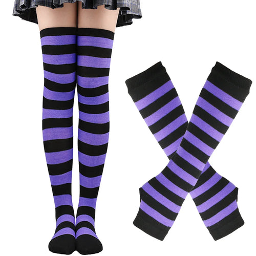๐ Candy Stride Over-Knee Striped Cotton Socks