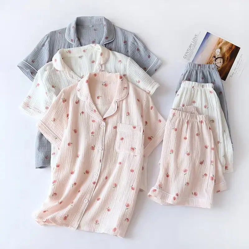 ☕“Sunlit Whisper” Cotton Pajama Set