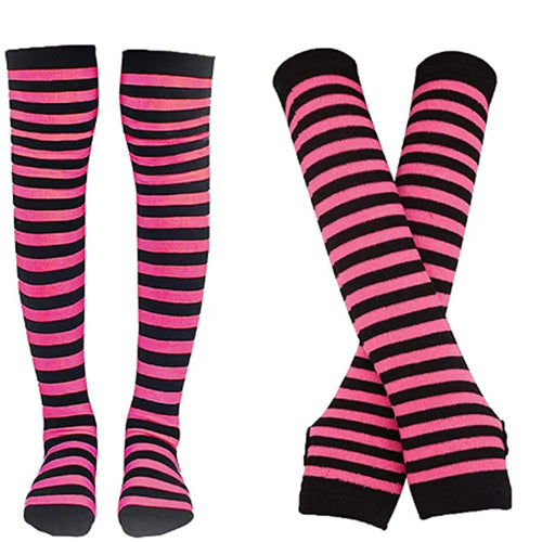 ๐ Candy Stride Over-Knee Striped Cotton Socks