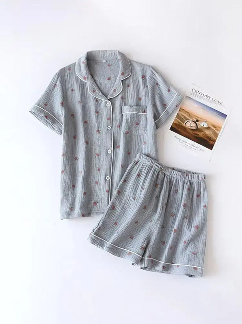 ☕“Sunlit Whisper” Cotton Pajama Set