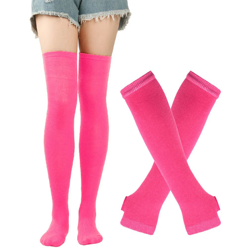 ๐ Candy Stride Over-Knee Striped Cotton Socks