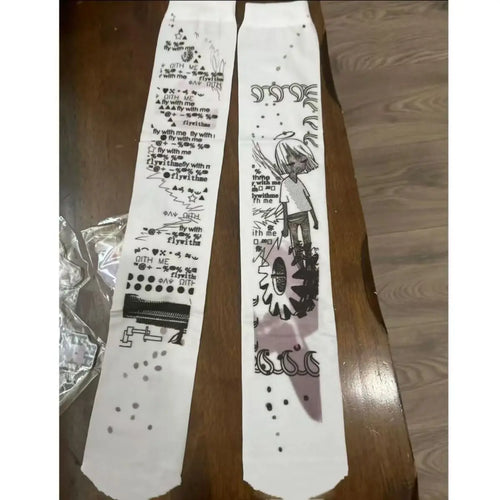 🧨 Street Siren Graffiti Punk Over-the-Knee Socks