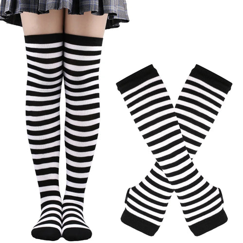 ๐ Candy Stride Over-Knee Striped Cotton Socks