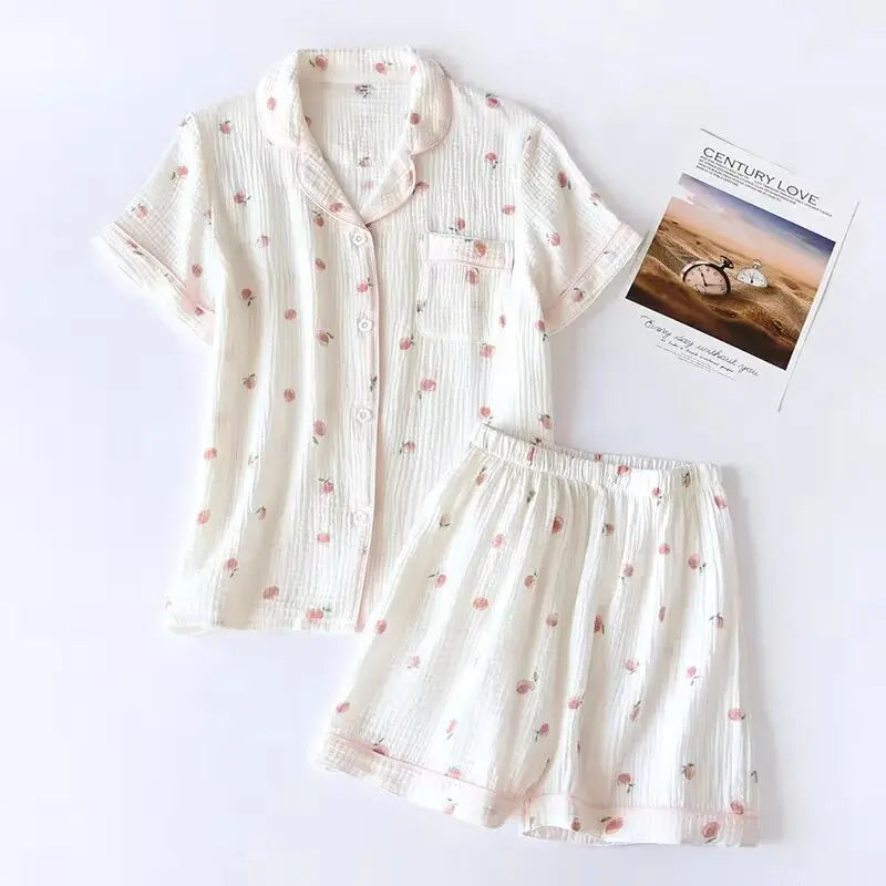 ☕“Sunlit Whisper” Cotton Pajama Set