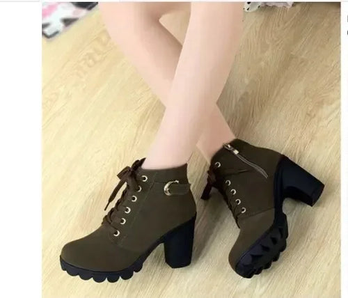 ❄️ Frostbite Temptation Cross-Strap Winter Boots – High Heel, Short Shaft, All Power