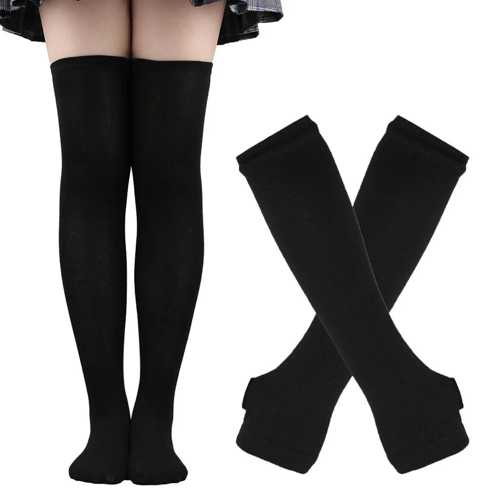 ๐ Candy Stride Over-Knee Striped Cotton Socks