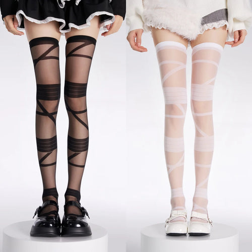 🎀 Ribbon Reverie JK Lolita Ultra-Thin Bandage Stockings