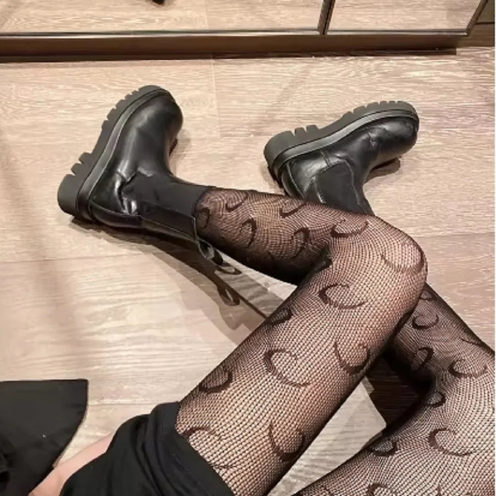 🖤 Midnight Mesh Lace-Patterned Fishnet Tights – High Waist, High Voltage