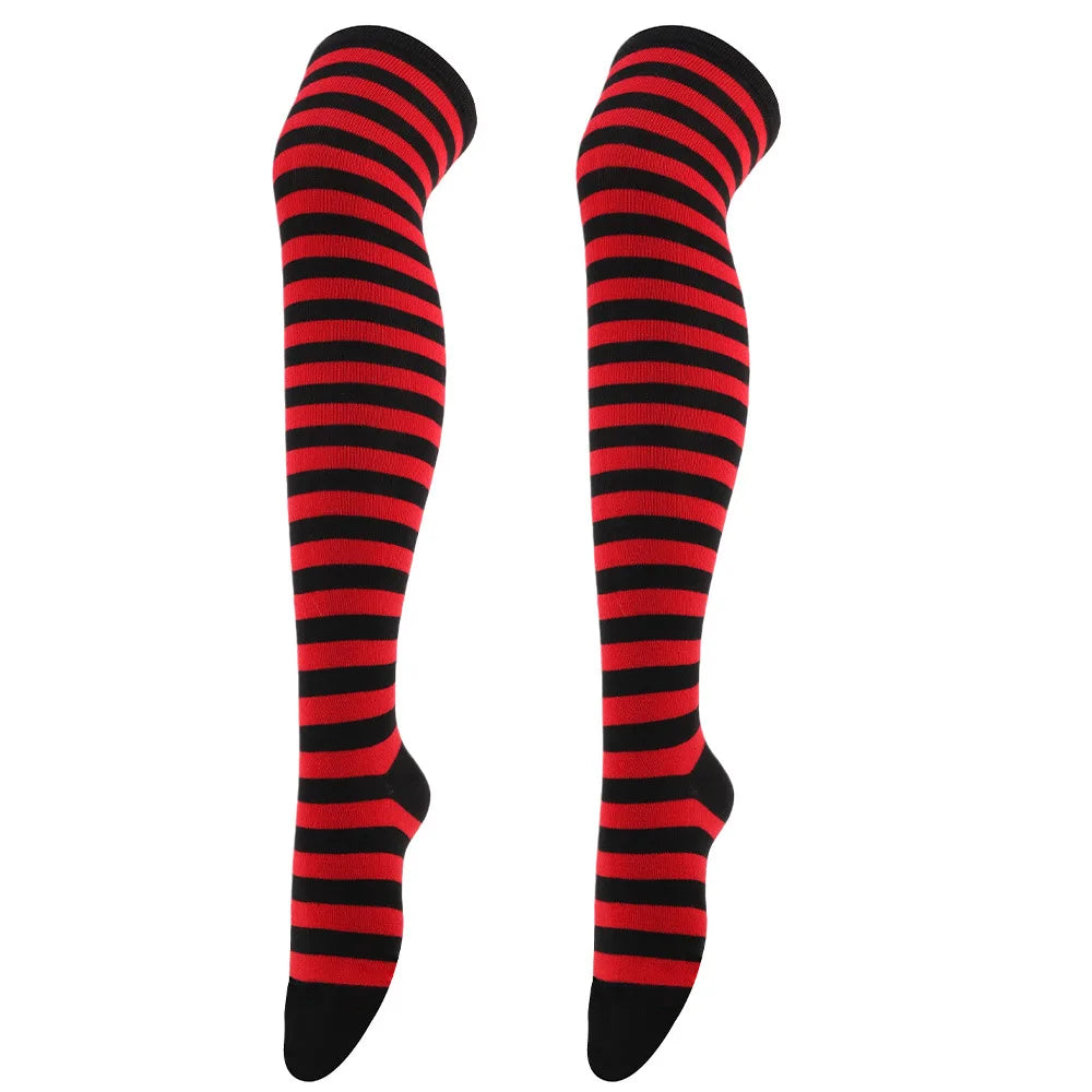 🎀 Kawaii Stride Striped Knee-High Cosplay Socks