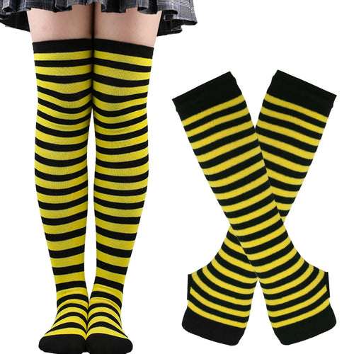 ๐ Candy Stride Over-Knee Striped Cotton Socks