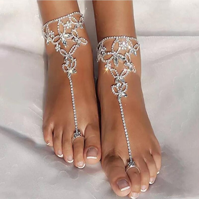 🦋 Butterfly Drift Adjustable Chain Barefoot Sandals – 2pc Set