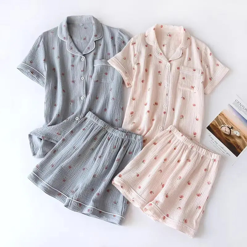 ☕“Sunlit Whisper” Cotton Pajama Set