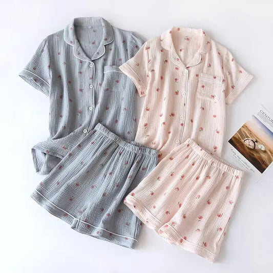 ☕“Sunlit Whisper” Cotton Pajama Set