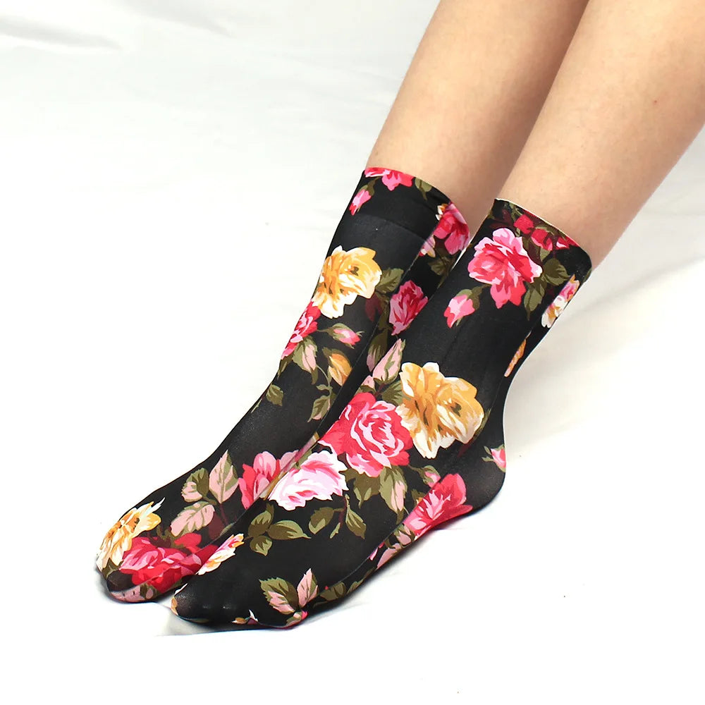 🌺 Wild Bloom Leopard & Floral Short Socks