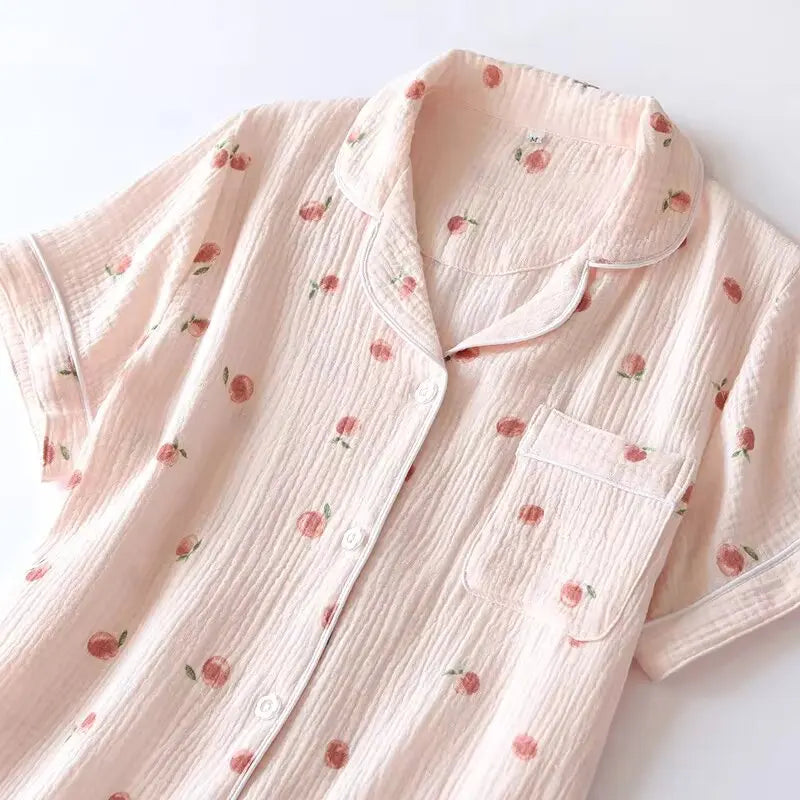 ☕“Sunlit Whisper” Cotton Pajama Set