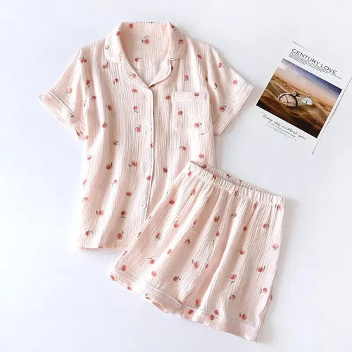 ☕“Sunlit Whisper” Cotton Pajama Set
