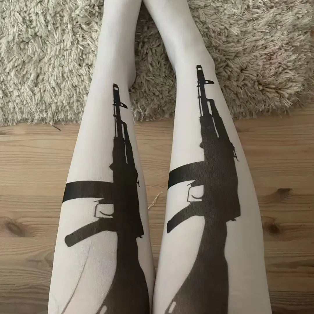 🧨 Street Siren Graffiti Punk Over-the-Knee Socks