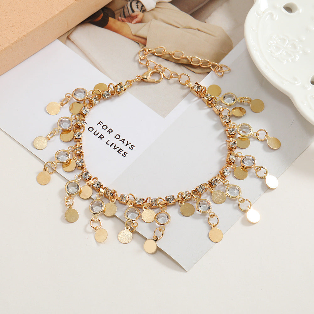 🌊 Moonlit Mirage Beach Anklet – Adjustable Chain in Silver & Gold