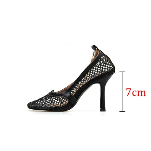 π Chain Reaction Square-Toe Slip-On Sandals β 7cm & 9cm Heel Options