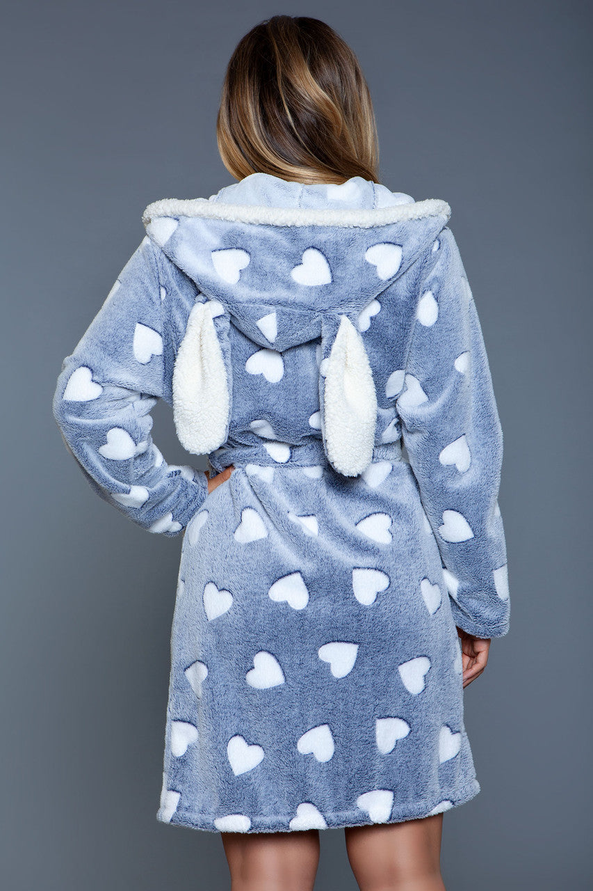 💘 Heartspell Sherpa Robe – Bunny-Eared Bliss, Wrapped in Love
