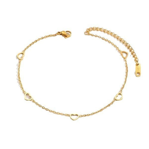 💛 Heartline Drift Beach Anklet – Hollowed Elegance in Every Step