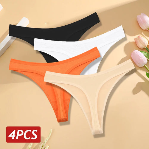 🍃 4PCS Seamless Cotton Low-Rise Thong Set 🍃