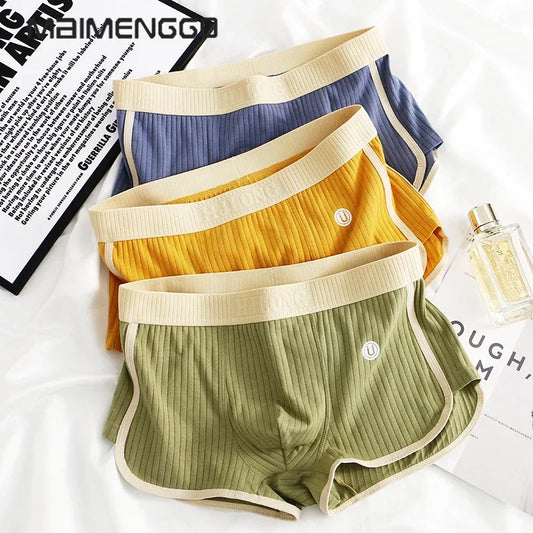 🩲 Midnight Pulse Cotton Mesh Boxer – Striped Seduction, Breathable Fit