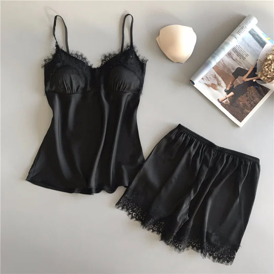 🌙 Lace Reverie V-Neck Sleepwear Set