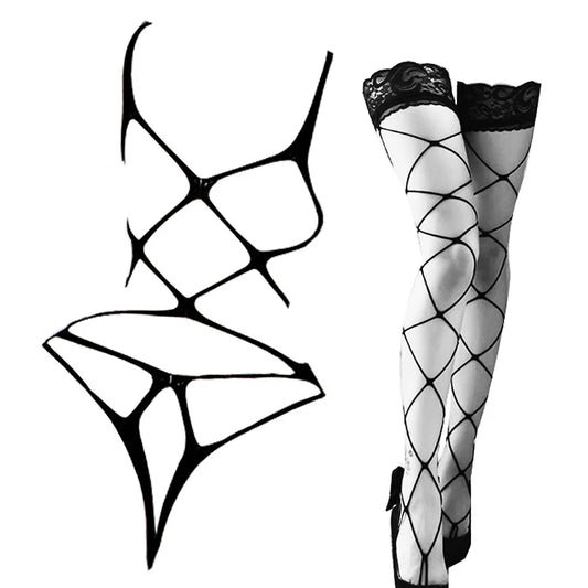 🖤 Nether Bloom Fishnet Bodystocking – Open-Bra, Crotchless, Unapologetically Divine