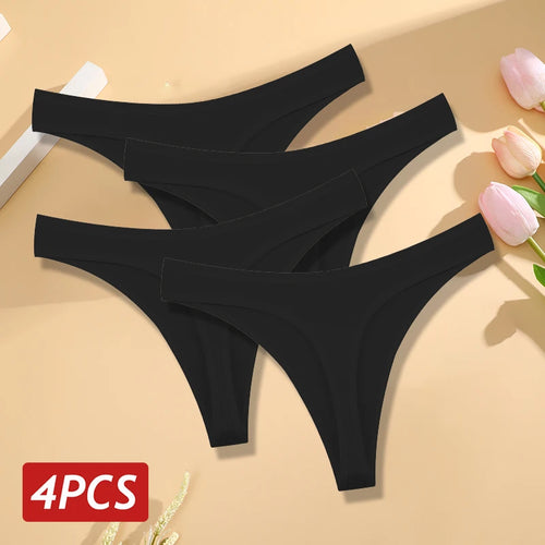 🍃 4PCS Seamless Cotton Low-Rise Thong Set 🍃