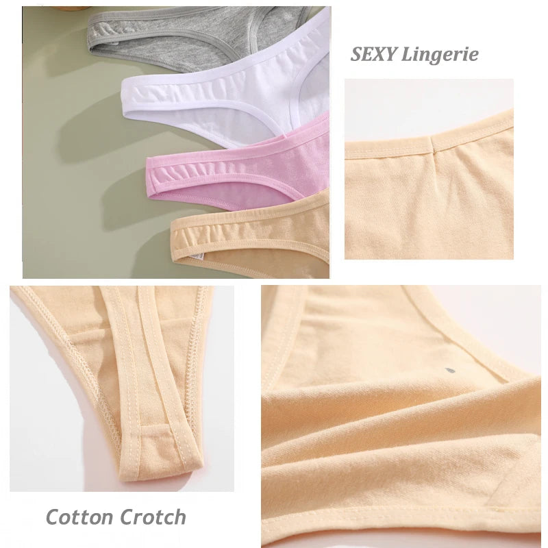 🍃 4PCS Seamless Cotton Low-Rise Thong Set 🍃