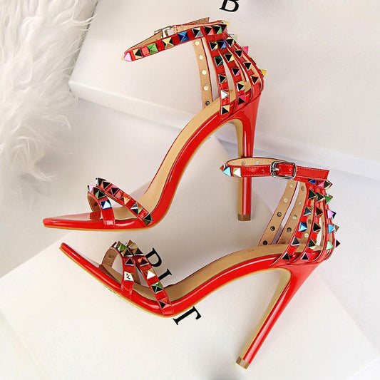 🔥 Vixen Vault Studded Gladiator Sandals – 11cm Heel